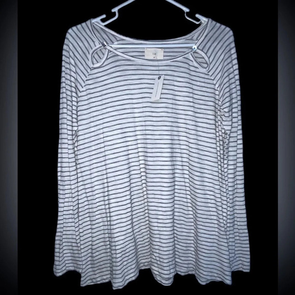 T.La Anthropologie Off White Striped Montel Keyhole Tunic Women’s Size XS NWT - Picture 1 of 7